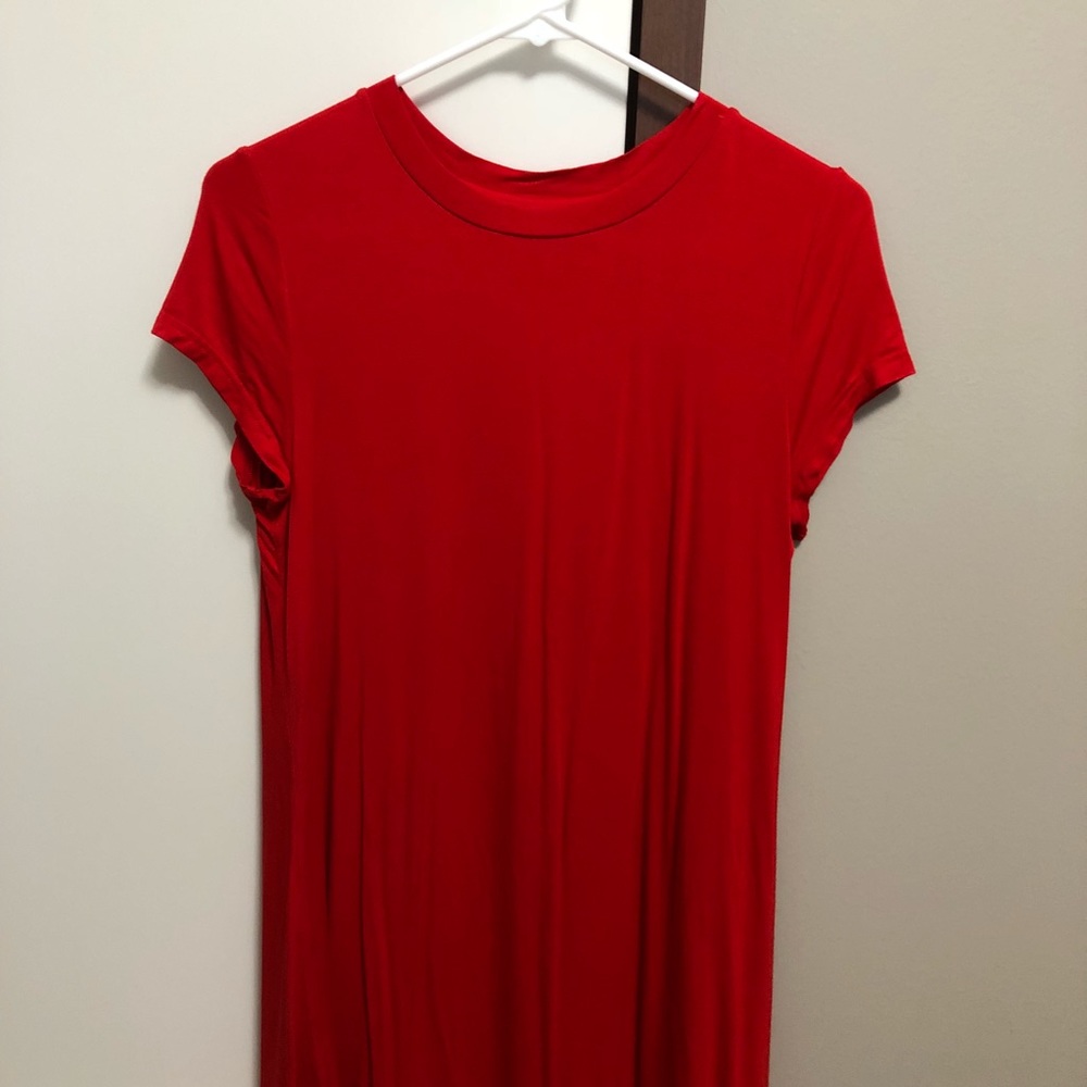 Red silky dress